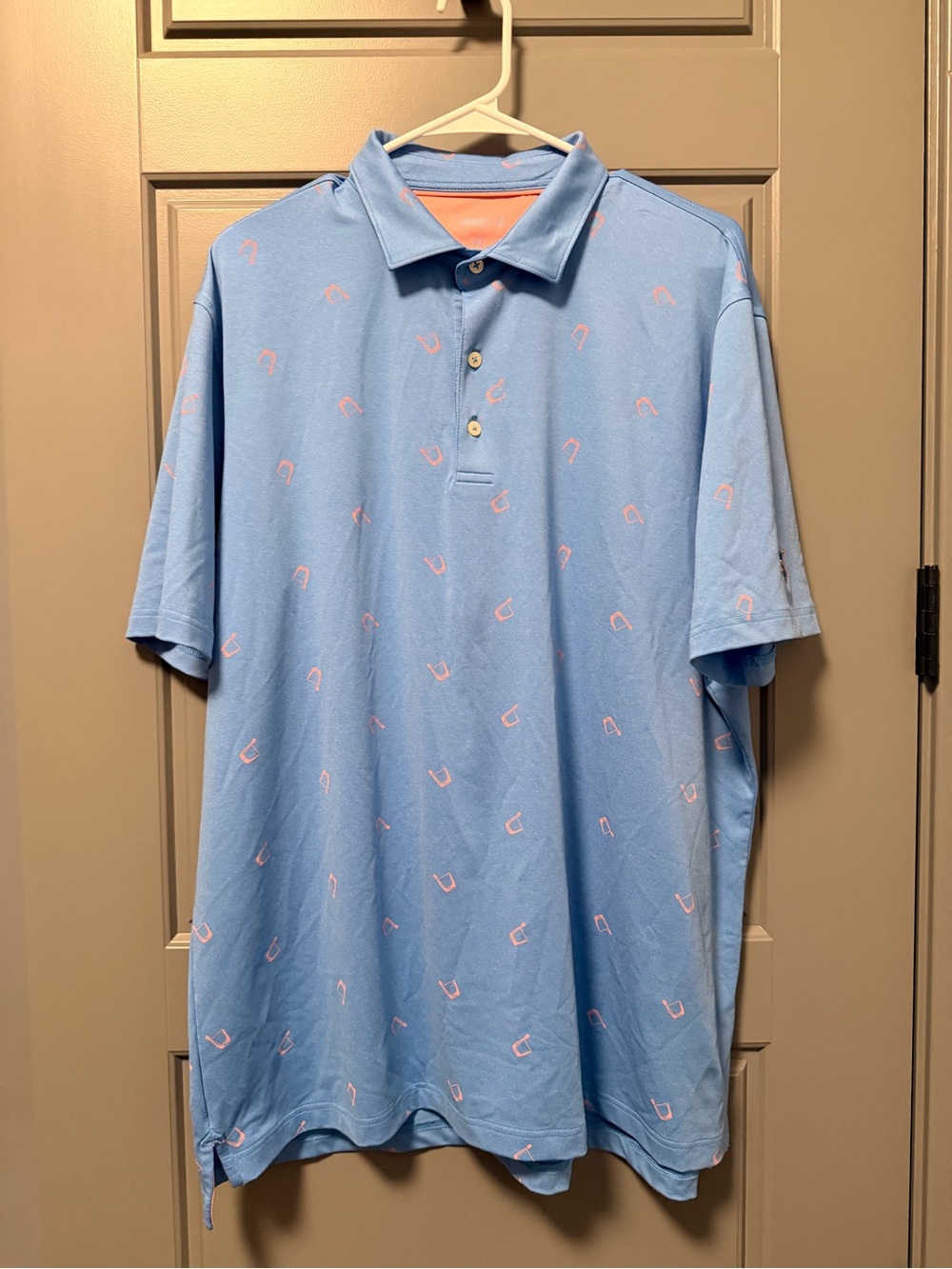 johnnie-O Light Blue Polo with Pink Cocktail Glasses XL